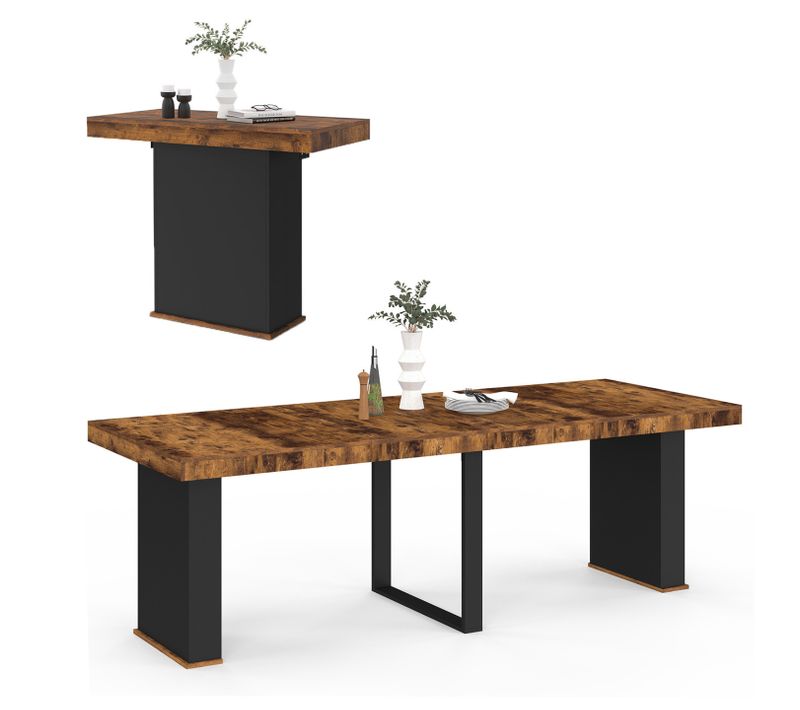 Table Console Extensible Eden 10 Personnes 235 Cm Bois Effet Vieilli Et Noir