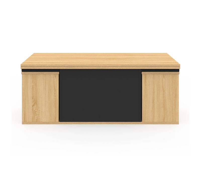 Table Basse Plateau Relevable Rectangulaire Convertible En Table à Manger Eden 100 Cm Bois Et Noir