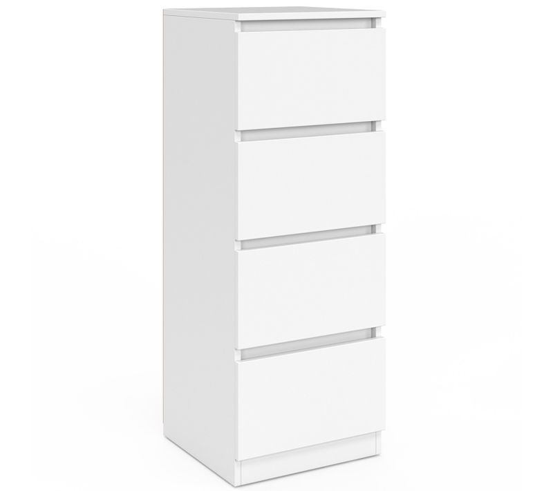 Meuble D'appoint 4 Tiroirs Tomi 30 Cm Chiffonnier Bois Blanc Pour Entrée Salle De Bain