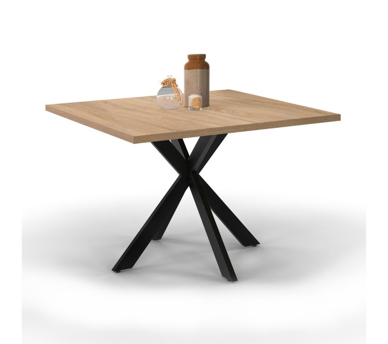 Table Basse Carrée Alix 70 Cm Pied Araignée Bois Et Noir