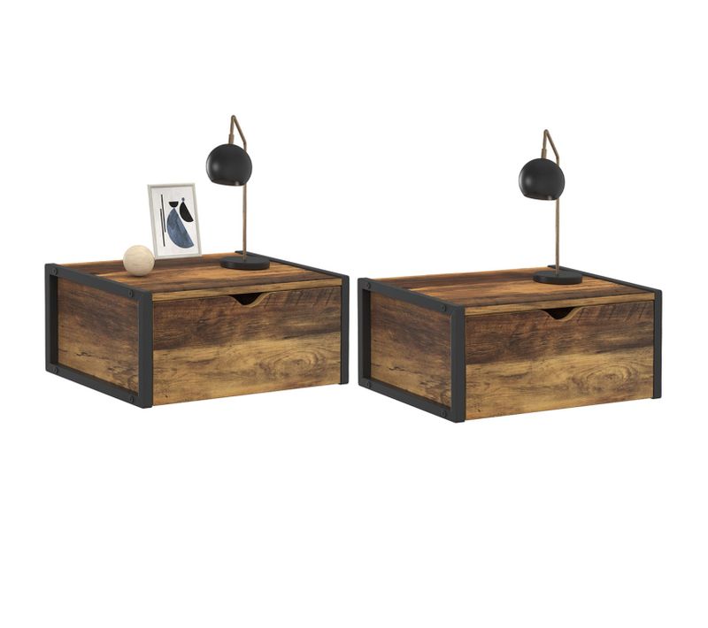 Lot De 2 Tables De Chevet Murales Hawkins étagère Suspendue Design Industriel