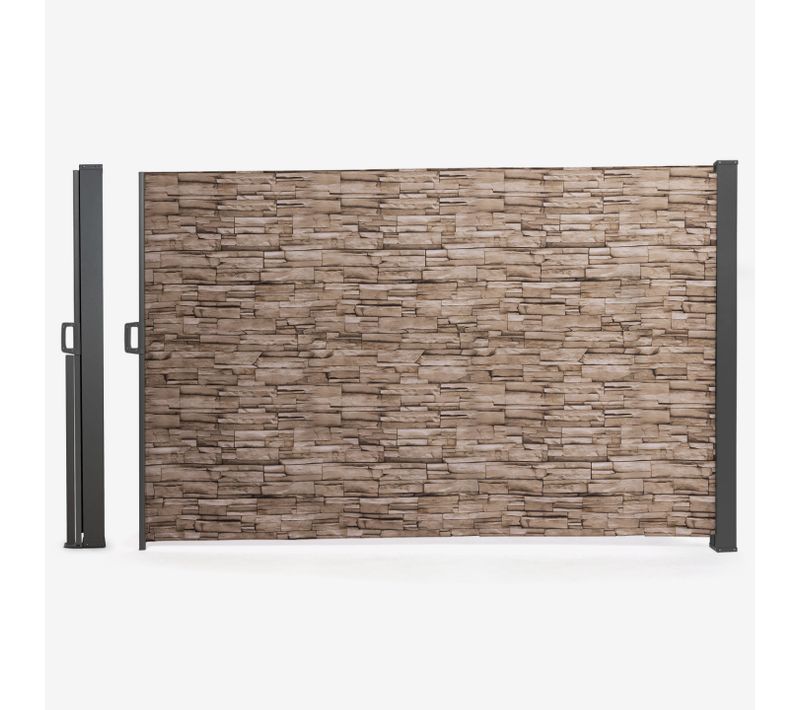 Paravent Extérieur Rétractable 180 X 400 Cm Motif Pierre Store Latéral
