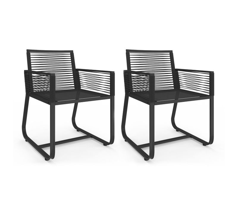 Lot De 2 Fauteuils De Jardin Odessa Métal Et Cordage Noir