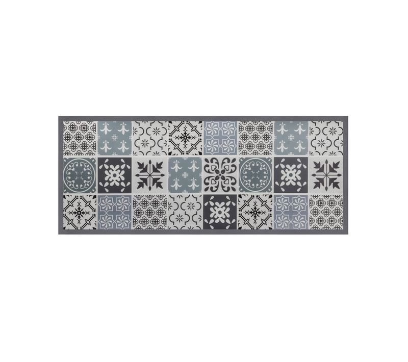 Tapis En Vinyle Effet Carreaux De Ciment Noir Et Blanc 66 X 160 Cm