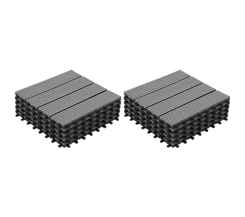 Lot De 10 Dalles De Terrasse Wodhy Clipsables Bois Composite Gris 30 X 30 Cm