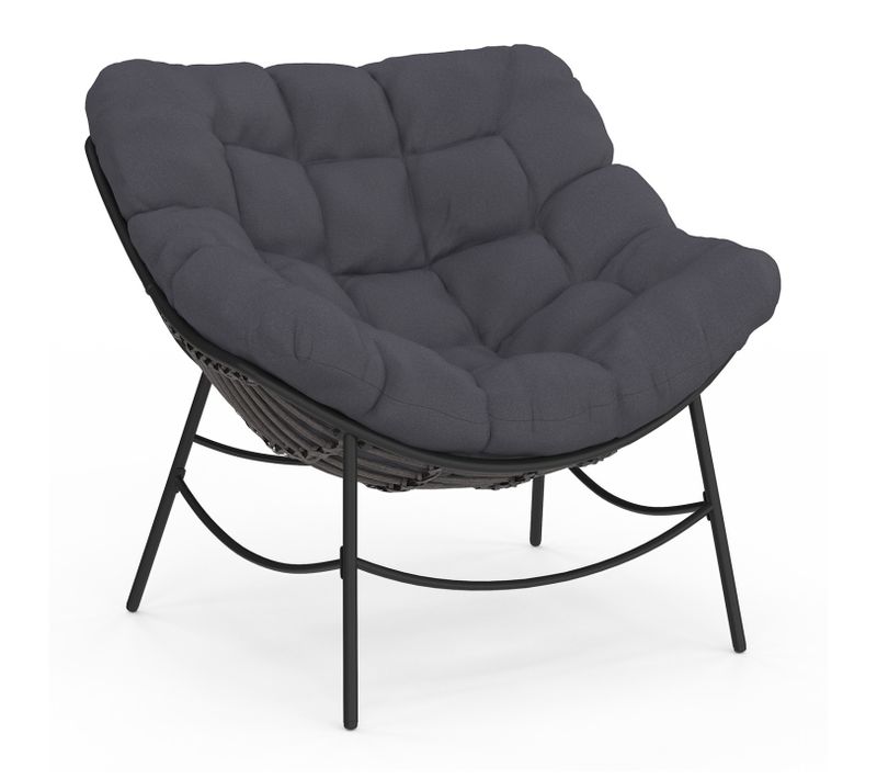 Fauteuil De Jardin Relax Loa Effet Rotin Gris Et Coussin Gris
