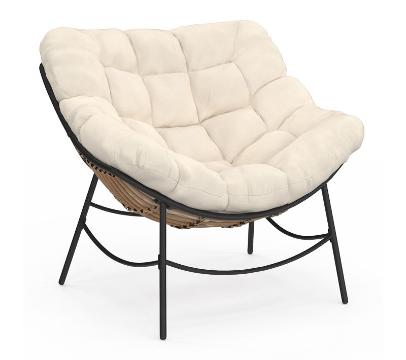 Fauteuil De Jardin Relax Loa Effet Rotin Avec Coussin écru