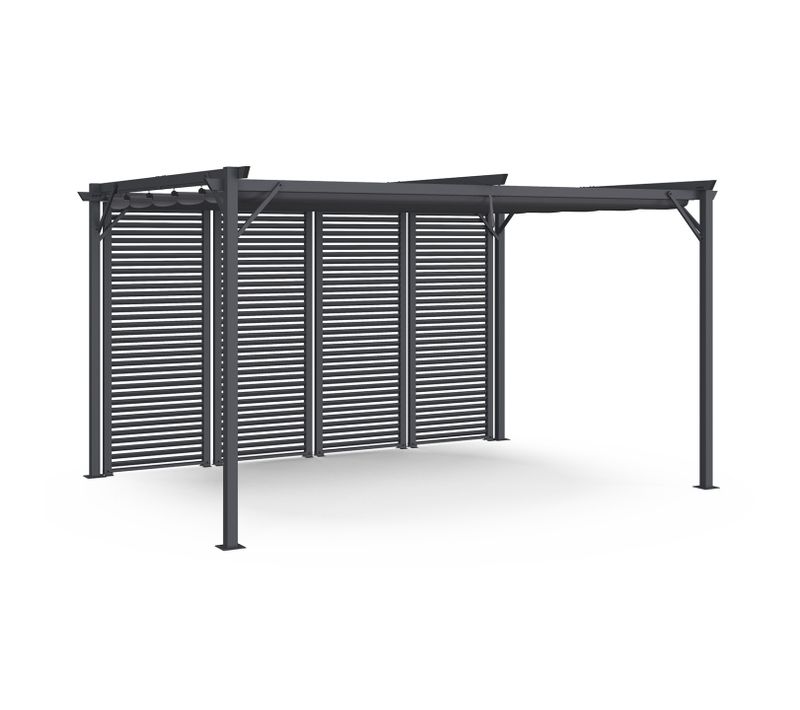 Pergola édition Collector Persienne Toit Rétractable 3x4m 4 Pans Modulables Gris Anthracite