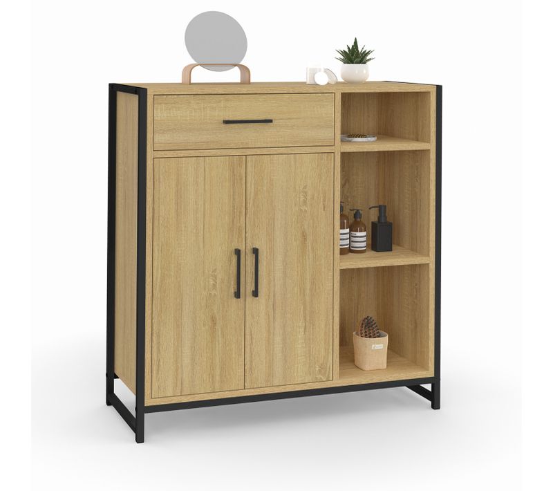 Meuble De Rangement Salle De Bain Detroit 1 Tiroir 2 Portes Placard Et étagères Design Industriel