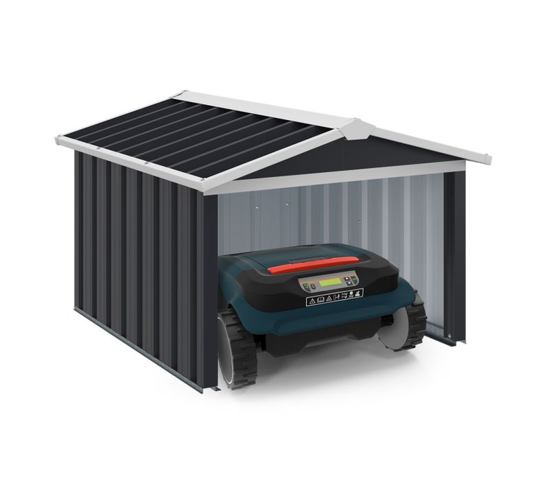 Garage Pour Robot Tondeuse Toit à 2 Pentes Métal Gris Anthracite 86 X 98 X 62 Cm