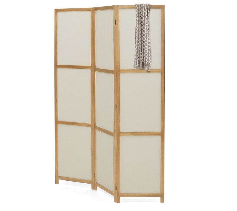 Paravent Intérieur Bois Et Tissu Beige