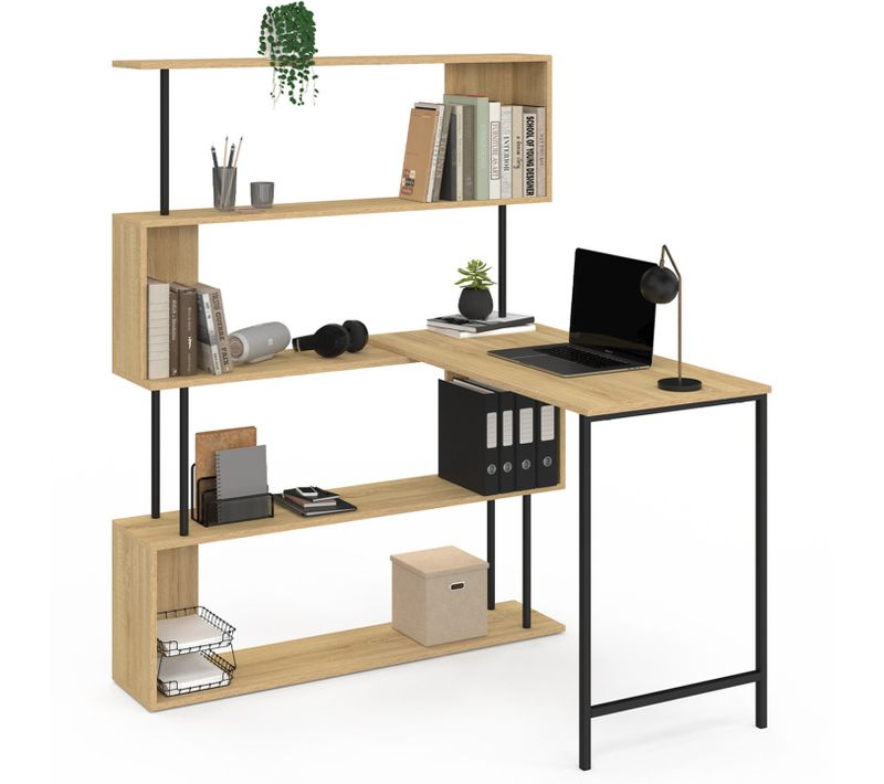 Bureau D'angle Bibliothèque Rotatif 180° Detroit Forme S Design Industriel