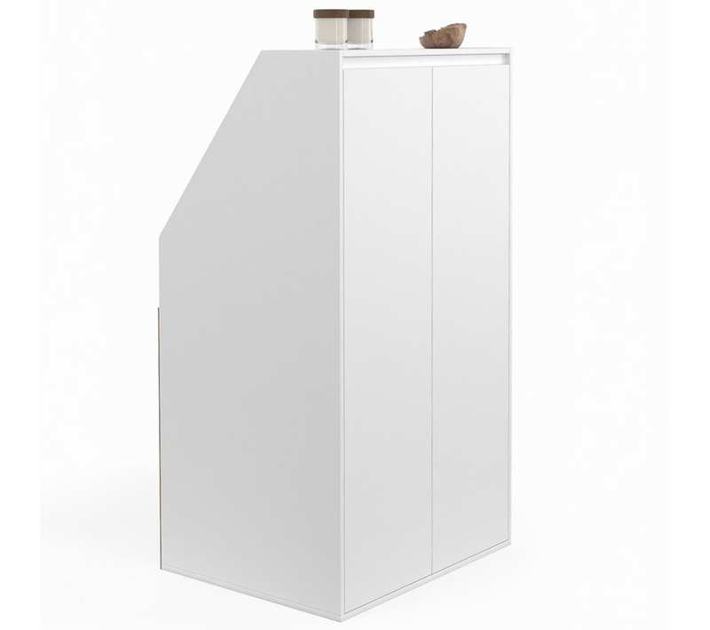 Armoire Sous Pente 2 Portes Tomi 60 X 50 X 70/110 Cm Blanc