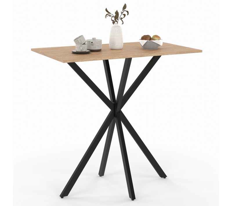 Table Haute De Bar Rectangulaire Alix Pied Araignée Bois Et Noir 100 Cm