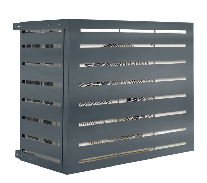 Cache Climatiseur Métal Gris Anthracite Protection Unité Extérieur 95 X 48 X 80 Cm
