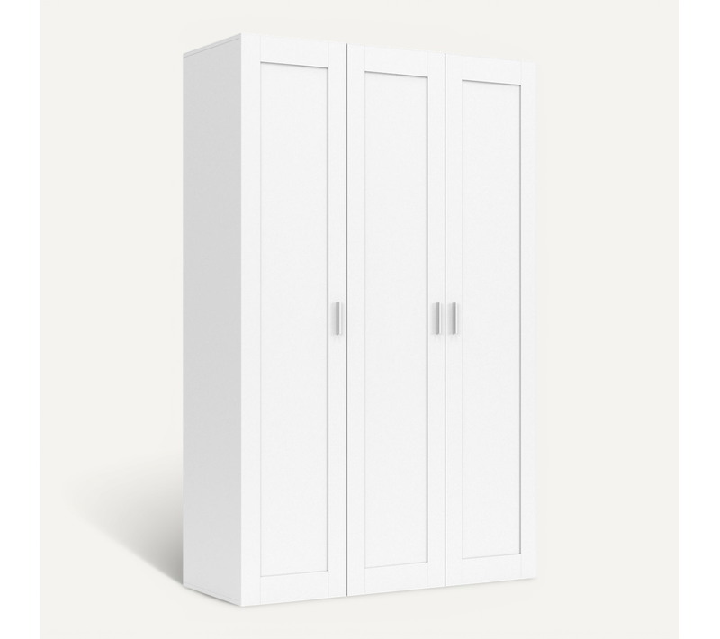 Armoire 3 Portes Vito Blanc Penderie 120 Cm Avec étagères
