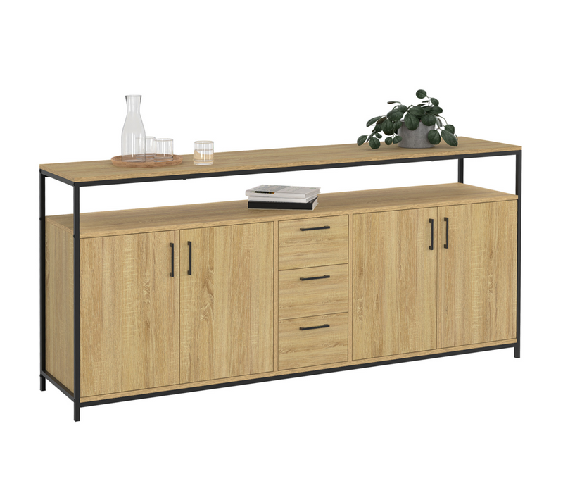Buffet 180 Cm Detroit XXL 4 Portes Et Tiroirs Design Industriel