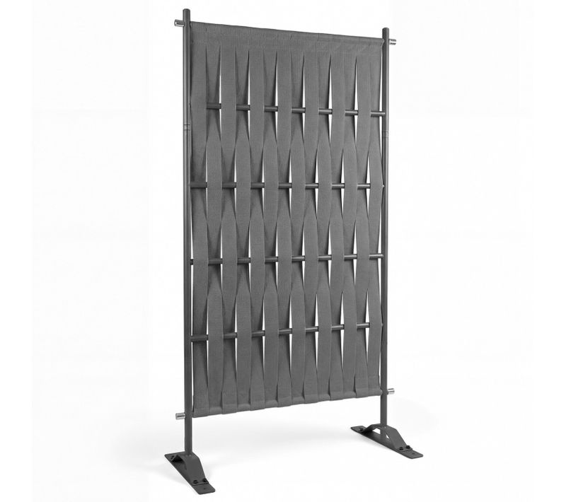 Paravent Extérieur Claustra Décoratif 80 X 150 Cm Sangles Et Métal Gris Anthracite