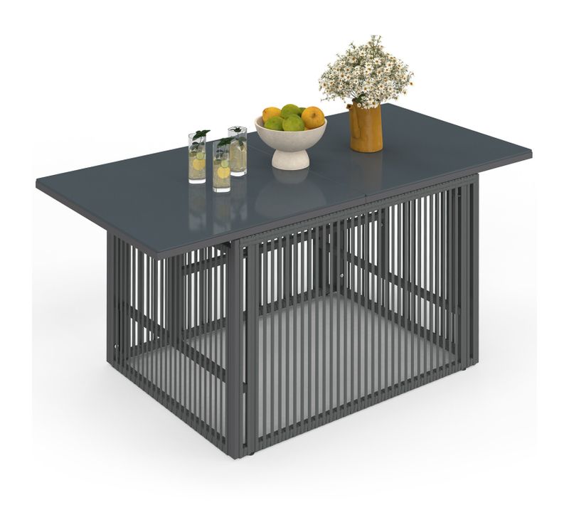 Table Basse De Jardin Relevable Rectangulaire 100 Cm Rio Structure Métal Et Cordage Gris Anthracite