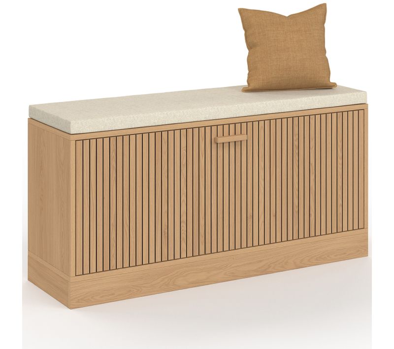 Banc D'entrée Chaussures Juliette Lattes Tasseau Bois Coloris Chêne