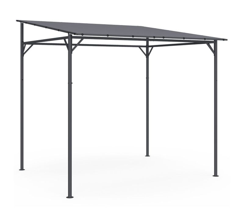 Pergola Adossée 4 Pieds 2,3 X 2,4 M Tonnelle De Jardin En Acier Avec Toile Gris Anthracite