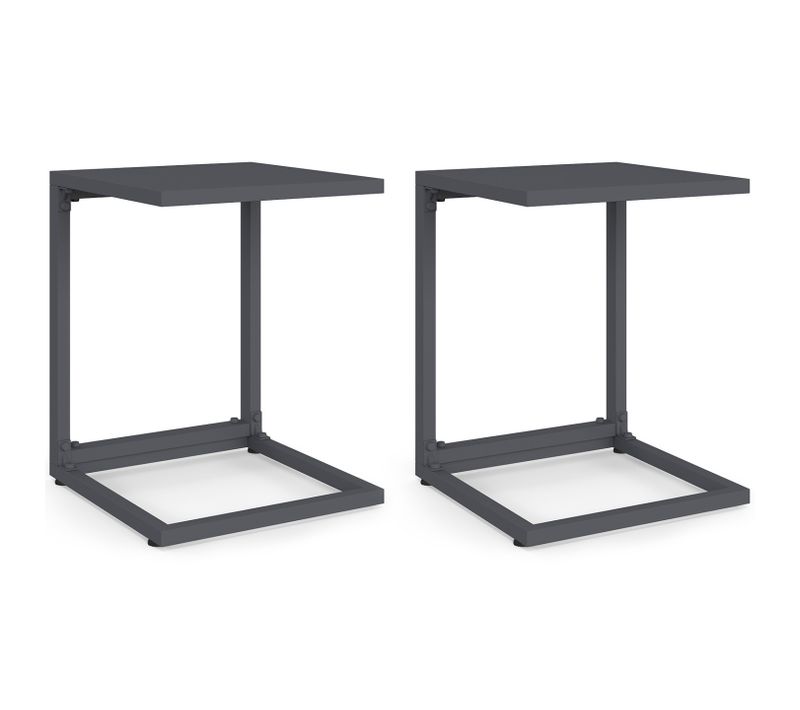 Lot De 2 Tables D'appoint De Jardin Pour Transat Et Bain De Soleil Palma Gris Anthracite