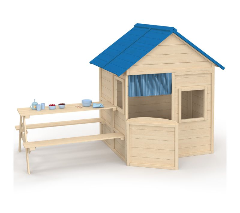 Maisonnette Enfant En Bois Odyssey, Cabane De Jeux Extérieure Avec Table De Pique-nique Intégrée