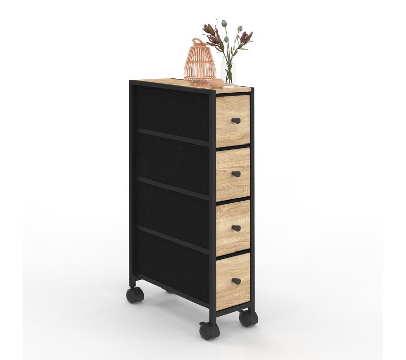 Tour De Rangement 4 Tiroirs Utah Sur Roulettes Colonne Gain De Place Design Industriel