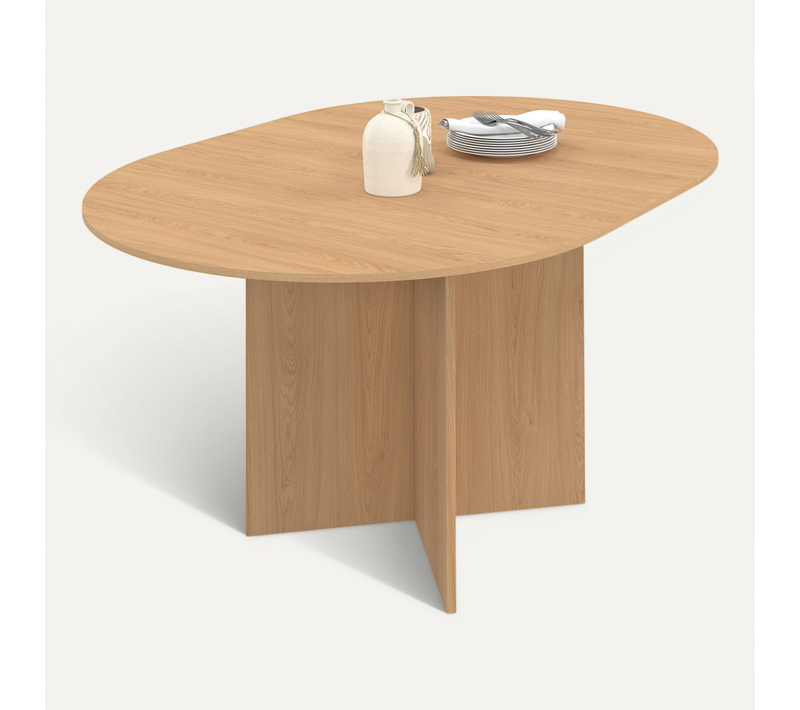 Table à Manger Extensible Ovale Marthe 4-8 Personnes Bois Façon Hêtre 110-150 Cm