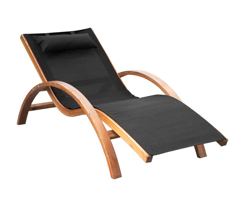 Transat Bois Massif Naturel Beige Noir