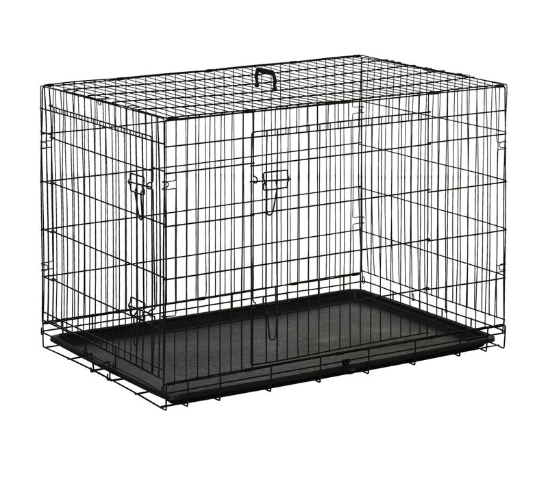 Cage Caisse De Transport Pliante Pour Chien 106 X 71 X 76 Cm Métal Noir