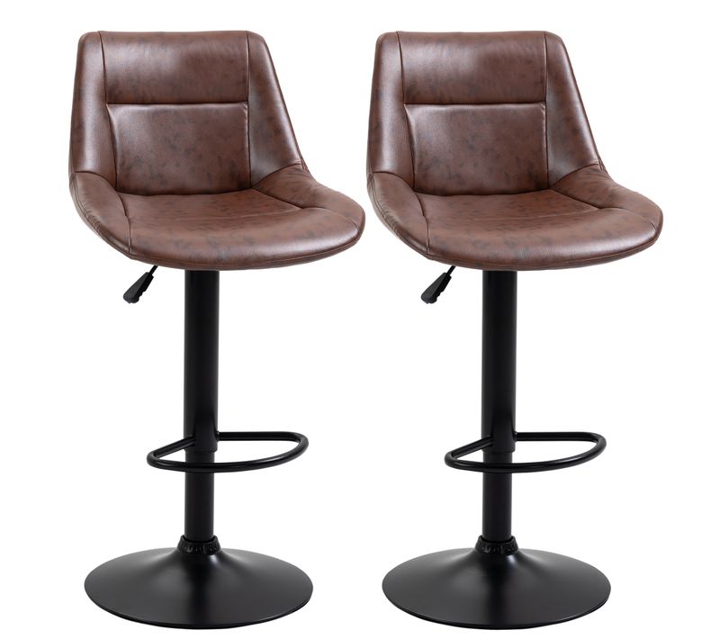 Lot De 2 Tabourets De Bar Vintage Pu Marron Effet Vieilli