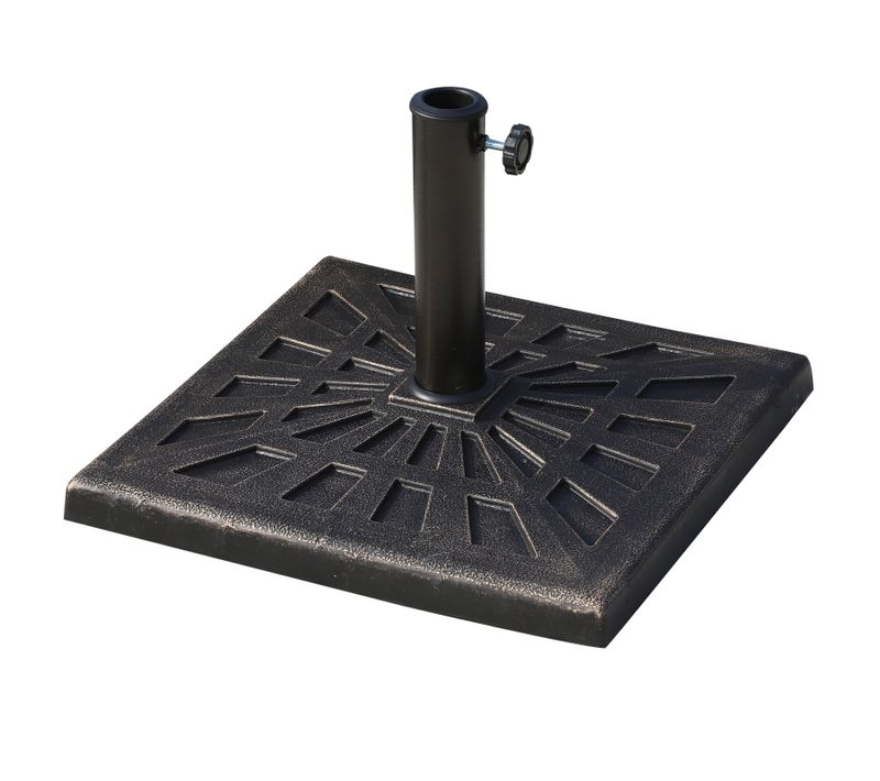 Pied De Parasol Carré Résine Imitation Fonte Bronze