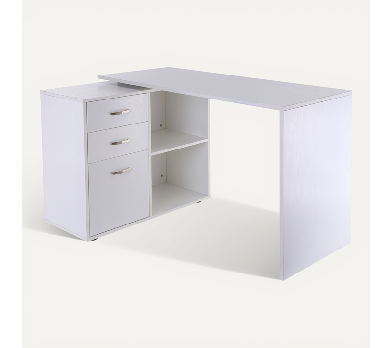 Bureau D'angle Bureau Droit Modulable 2 En 1 Blanc