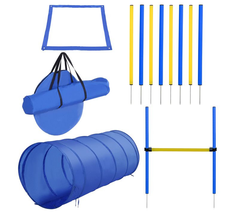 Équipement Complet Agility Sport Pour Chiens Jaune Bleu