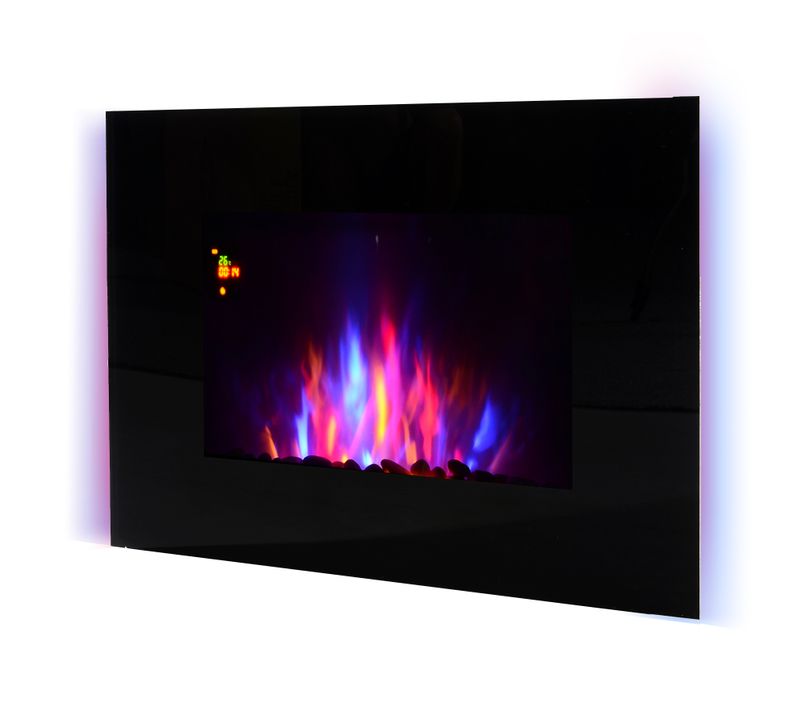 Cheminée électrique Murale LED + Télécommande Noir