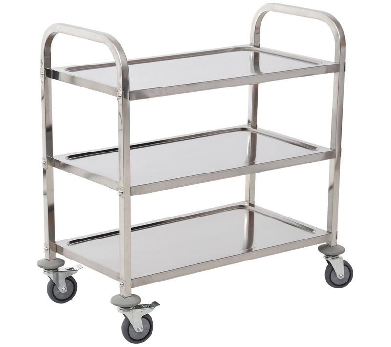 Desserte De Cuisine 3 étagères Acier Inox. Chromé
