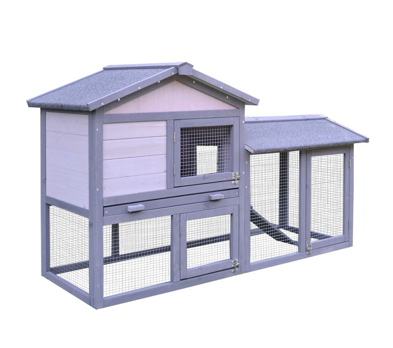 Clapier Cage à Lapins Rongeurs Gris Blanc