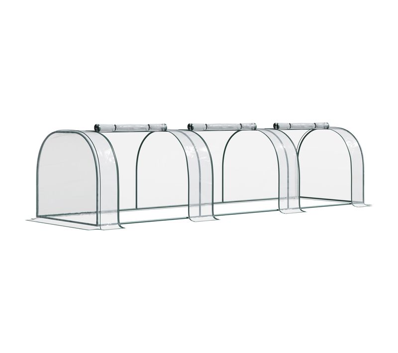 Serre De Jardin Tunnel Bâche Pvc Métal Époxy Vert - 3,5 x 1 m