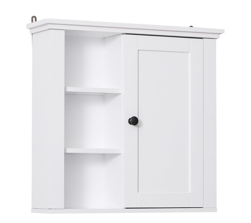 Armoire Haute Murale 1 Porte 3 Niches Latérales Blanc