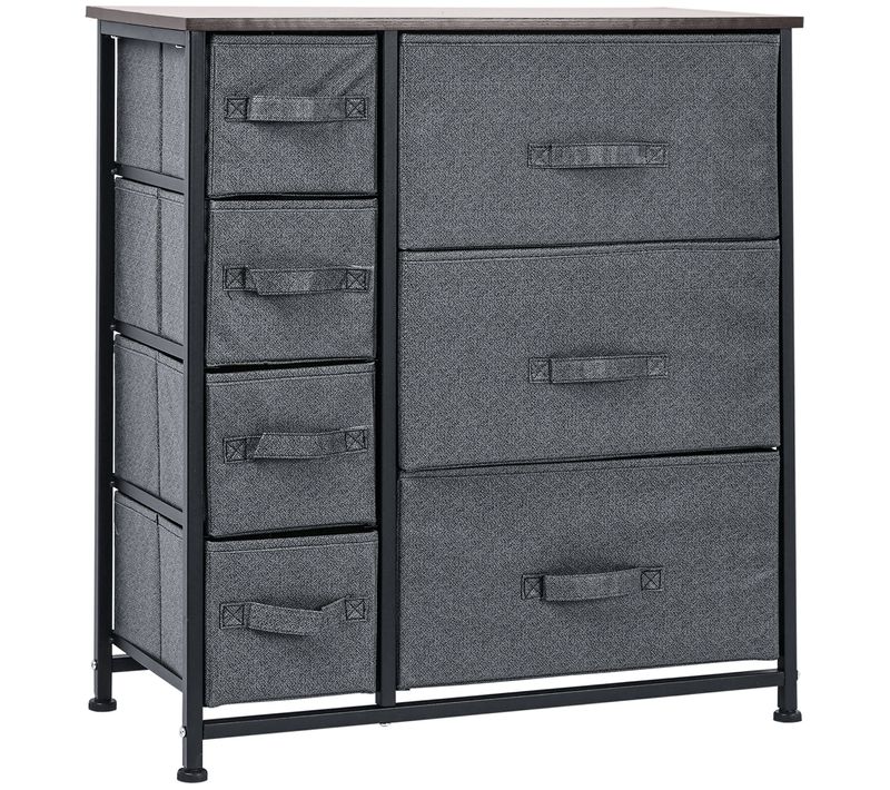 Meuble De Rangement 64l X 30l X 71h Cm Métal Effet Bois Non Tissé