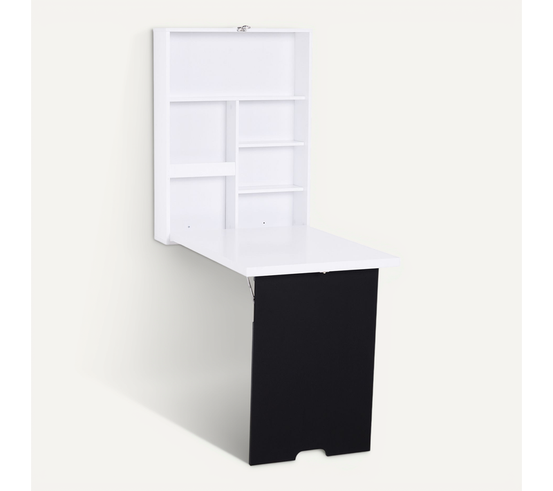 Bureau Mural Pliable étagère + Tableau Craie Intégré