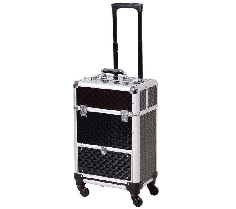Valise Trolley Mallette Maquillage Verrouillable Alu.
