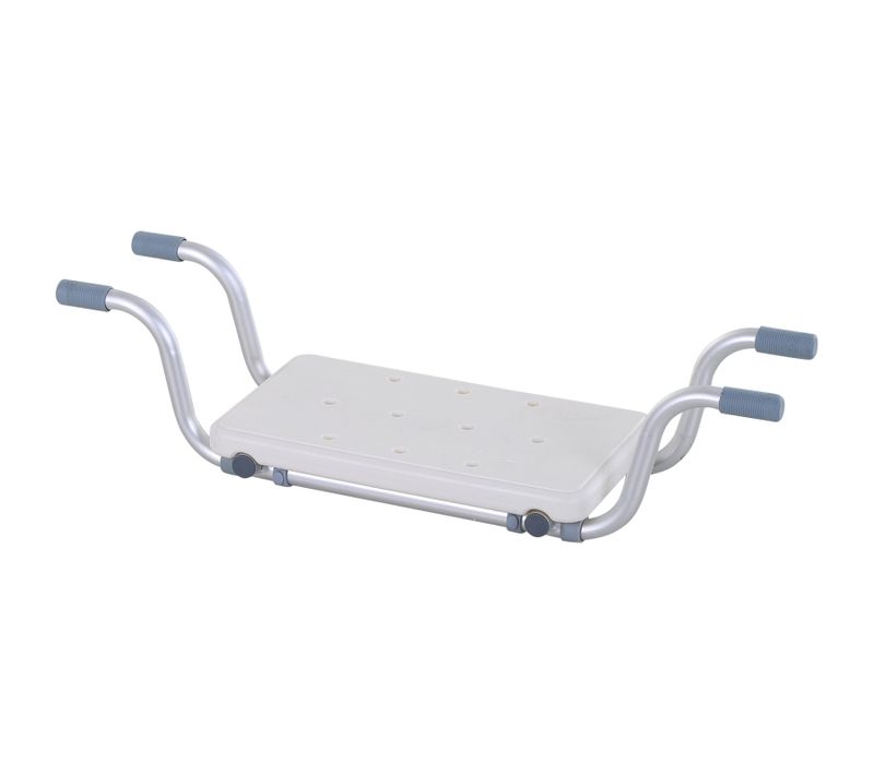 Siège De Bain Suspendu Réglable Dim. 71-81l X 22l X 18h Cm Alu. Hdpe Blanc