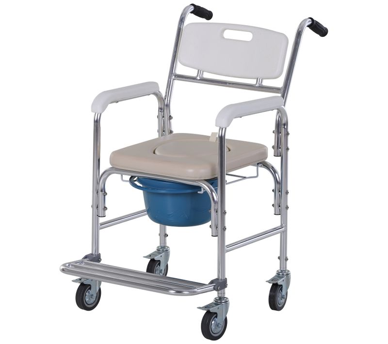 Chaise Percée à Roulettes - Chaise De Douche Acier Chromé Hdpe Blanc