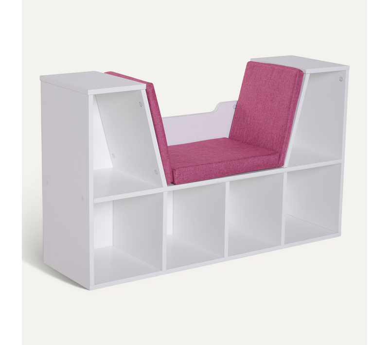 Bibliothèque Banc 2 En 1 - 6 Casiers Coussins Inclus