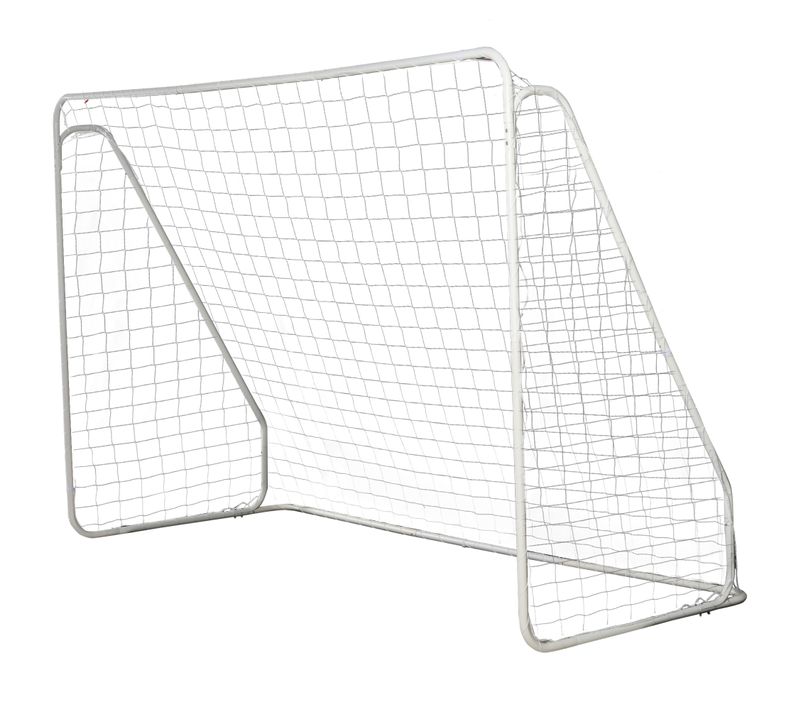 But De Football Châssis Métal Époxy Filet Pe - Piquets Inclus - Blanc