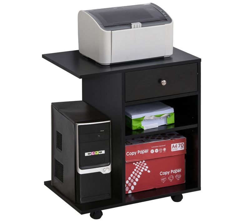 Support D'imprimante Organiseur Bureau 2 Niches Tiroir Espace Cpu + Grand Plateau