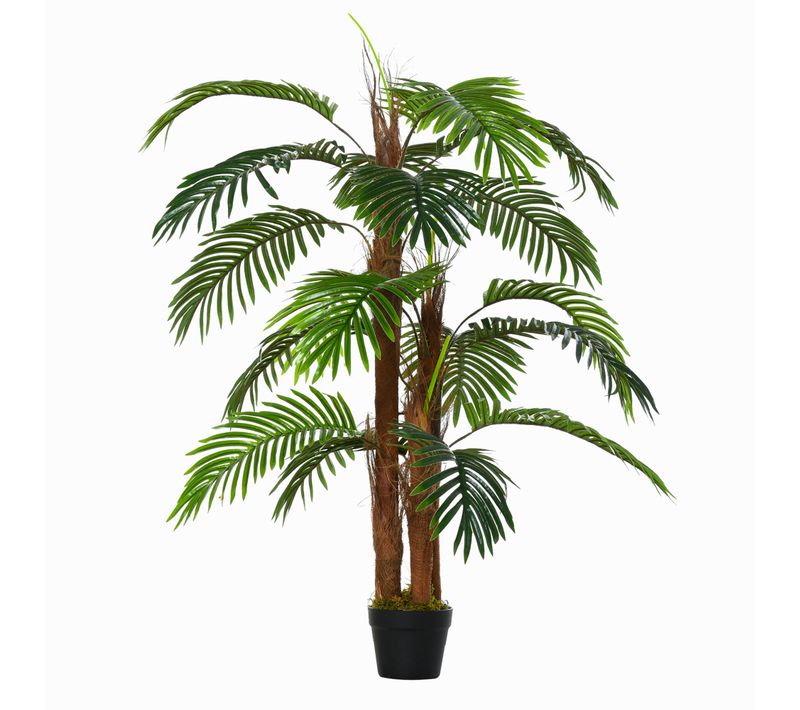 Palmier Artificiel Hauteur 1,2 M Tronc Branches Lichen Feuilles Grand Réalisme Pot Inclus