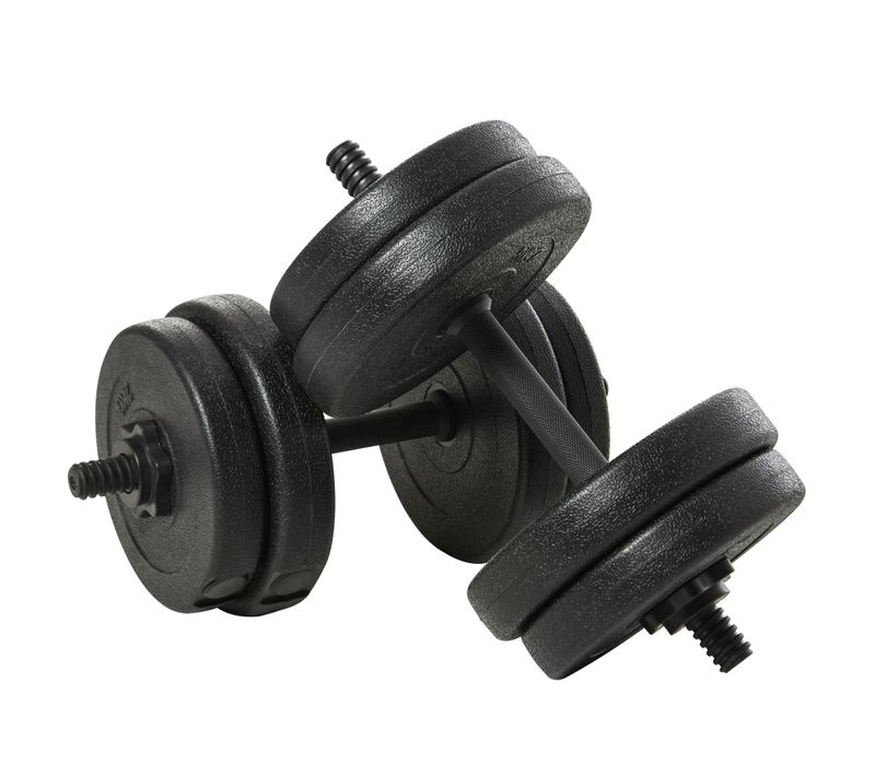 Ensemble D'haltères Courtes Total 20 Kg - Barres Incluses - Acier Hdpe Noir